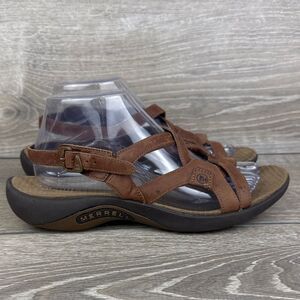 Merrell Terrain Ari Lattice J36612 Women’s Sz 9 Agave Brown Leather Strap Sandal